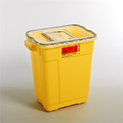 BD-305604 Chemotherapy Waste Container BD 18-1/2 H X 17-3/4 W X 11-3/4 D Inch 9 Gallon Yellow Base / Clear Lid Vertical Entry