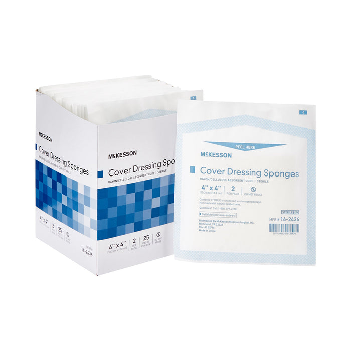 McKesson-16-2436 Nonwoven Sponge Nonwoven / Rayon / Cellulose 4 X 4 Inch Square Sterile