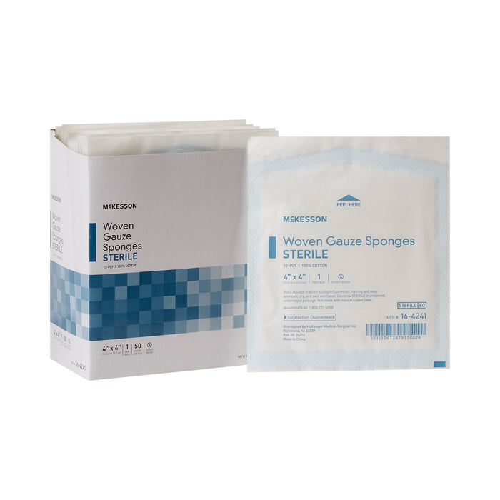 McKesson-16-4241 Gauze Sponge Cotton 12-Ply 4 X 4 Inch Square Sterile