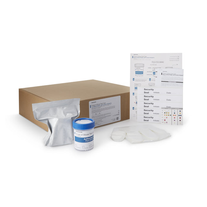 McKesson-16-8105A3 Drugs of Abuse Test 10-Drug Panel with Adulterants AMP, BUP, BZO, COC, mAMP/MET, MDMA, MTD, MOP300, OXY, THC (OX, pH, SG) Urine Sample 25 Tests CLIA Waived