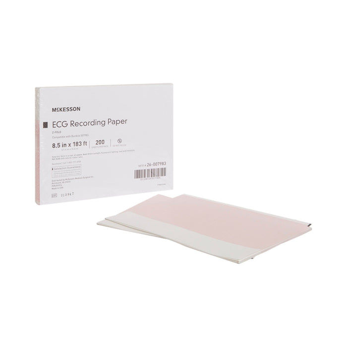 McKesson-26-007983 Diagnostic Recording Paper Thermal Paper 8-1/2 Inch X 183 Foot Z-Fold Red Grid