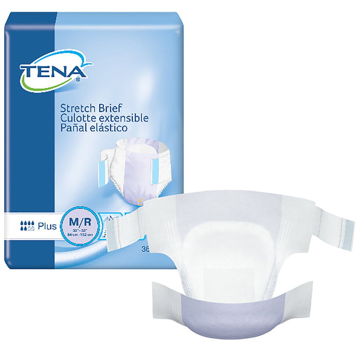 Essity HMS North America Inc-67602 Unisex Adult Incontinence Brief TENA Stretch Plus Medium Disposable Moderate Absorbency