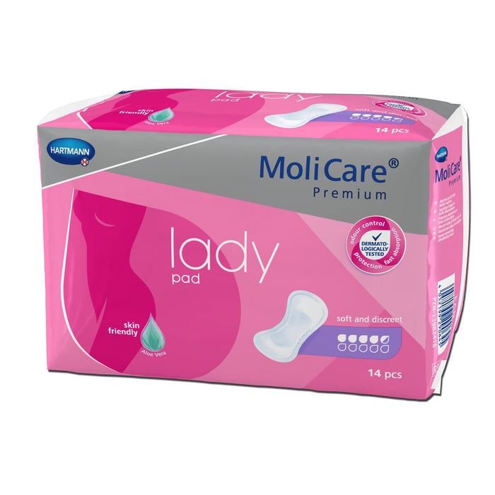Hartmann-168654 Bladder Control Pad MoliCare Premium Lady Pads 6-1/2 X 16 Inch Moderate Absorbency Polymer Core One Size Fits Most Adult Female Disposable