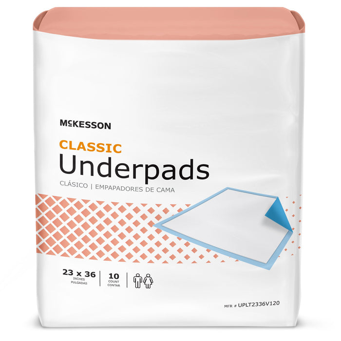 McKesson-UPLT2336V120 Underpad Classic 23 X 36 Inch Disposable Fluff / Polymer Light Absorbency