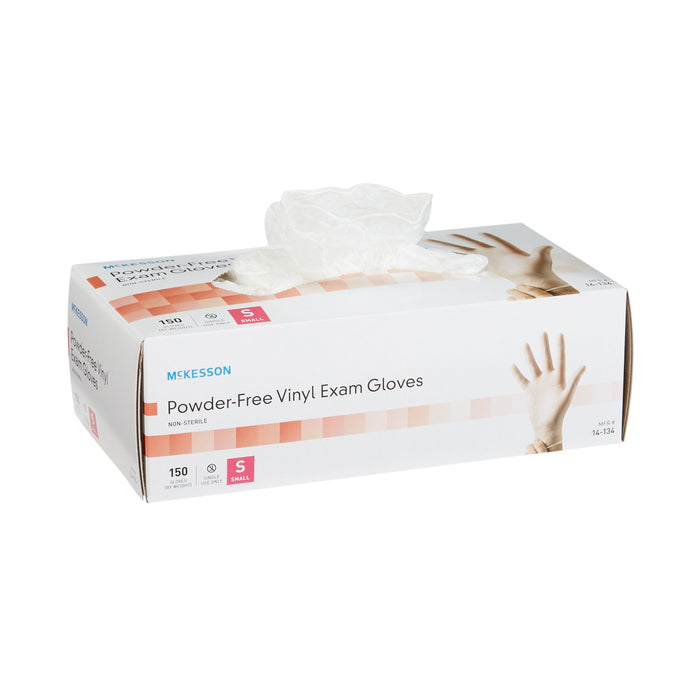 McKesson-14-134 Exam Glove Small NonSterile Vinyl Standard Cuff Length Smooth Clear Not Chemo Approved