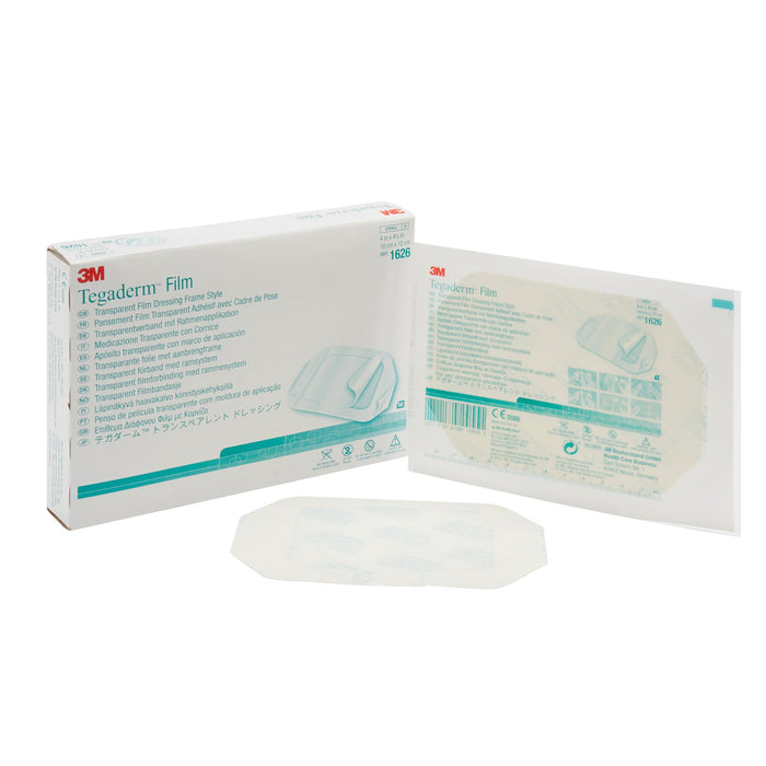 3M-1626 Transparent Film Dressing 3M Tegaderm Rectangle 4 X 4-3/4 Inch Frame Style Delivery Without Label Sterile