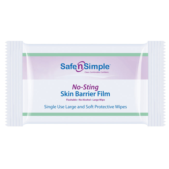 Safe N Simple-SNS00807 Skin Barrier Wipe Safe N Simple No-Sting 60% / 20% Strength Purified Water / Polyvinylpyrrolidone / Glycerin / Propylene Glycol Individual Packet Large NonSterile