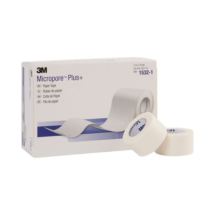 3M-1532-1 Medical Tape 3M Micropore Paper Tape Plus High Adhesion Paper 1 Inch X 10 Yard White NonSterile