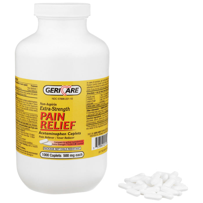 McKesson-221-10-GCP Pain Relief Geri-Care 500 mg Strength Acetaminophen Caplet 1,000 per Bottle
