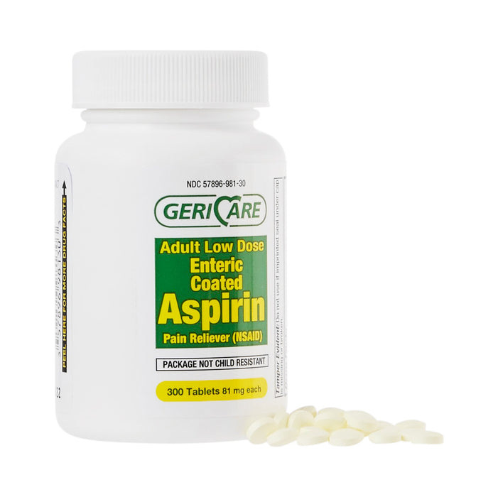 McKesson-981-30-GCP Pain Relief Geri-Care 81 mg Strength Aspirin Tablet 300 per Bottle