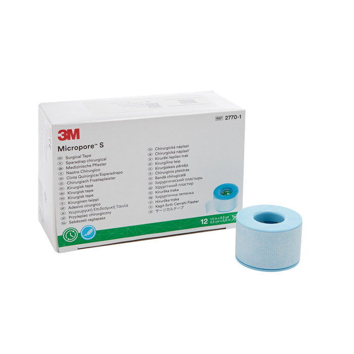3M-2770-1 Medical Tape 3M Micropore S Skin Friendly Silicone 1 Inch X 5-1/2 Yard Blue NonSterile