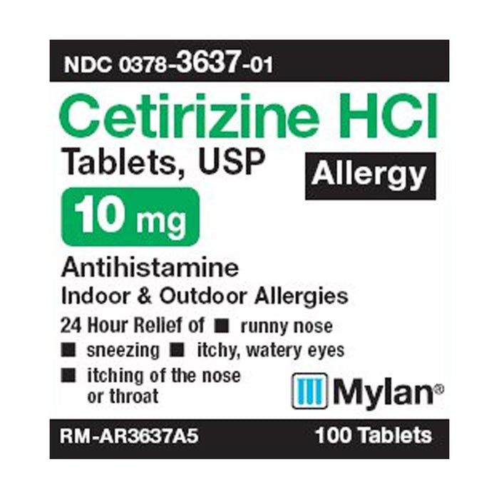 Mylan Pharmaceuticals-00378363701 Allergy Relief Mylan 10 mg Strength Tablet 100 per Bottle