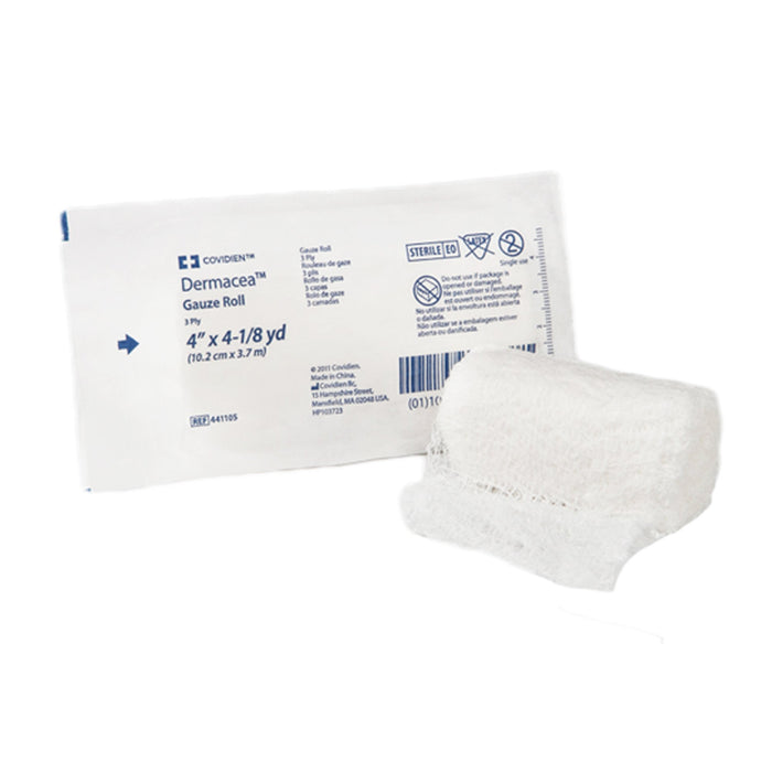 Cardinal-441105 Fluff Bandage Roll Dermacea Gauze 3-Ply 4 Inch X 4-1/8 Yard Roll Shape Sterile