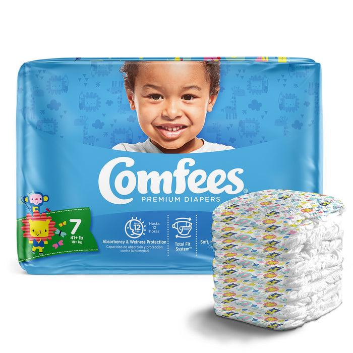 Attends Healthcare Products-CMF-7 Unisex Baby Diaper Comfees Size 7 Disposable Moderate Absorbency