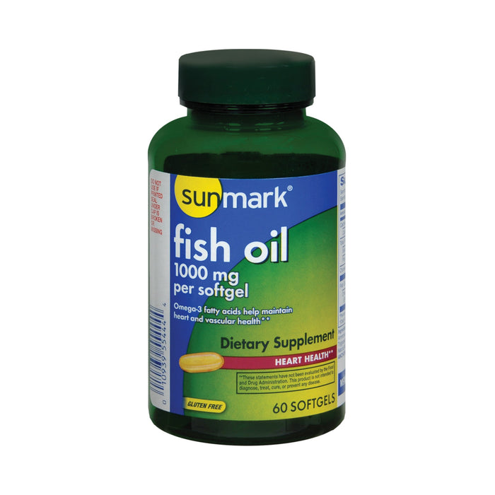 McKesson-01093989144 Omega 3 Supplement sunmark Fish Oil 1000 mg Strength Softgel 60 per Bottle