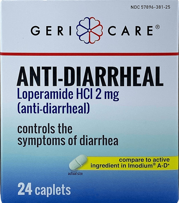 McKesson-381-24B-GCP Anti-Diarrheal Geri-Care 2 mg Strength Caplet 24 per Box